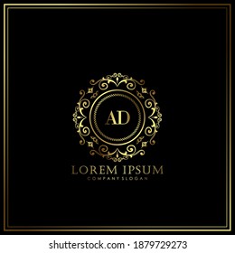 AD Letra inicial Modelo de logotipo de lujo en arte vectorial para restaurante, Royalty, Boutique, Cafe, Hotel, Heraldic, Joyería, Moda y otras ilustraciones vectoriales