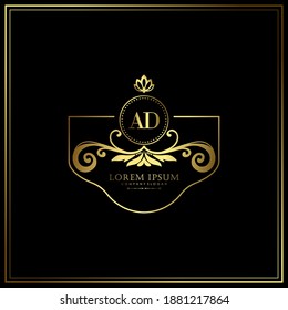 AD Letra inicial Modelo de logotipo de lujo en arte vectorial para restaurante, Royalty, Boutique, Cafe, Hotel, Heraldic, Joyería, Moda y otras ilustraciones vectoriales