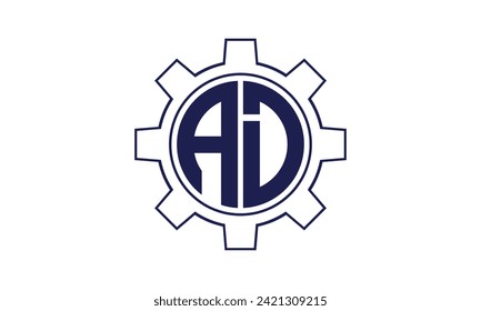 AD initial letter mechanical circle logo design vector template. industrial, engineering, servicing, word mark, letter mark, monogram, construction, business, company, corporate, commercial, geometric