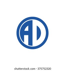AD initial letters circle business logo blue