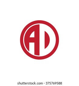 AD initial letters circle business logo red