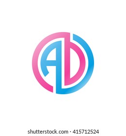 AD initial letters linked circle logo pink blue