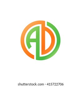 AD initial letters linked circle logo orange green