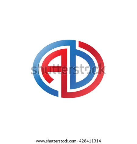 AD initial letters looping linked ellipse logo red blue
