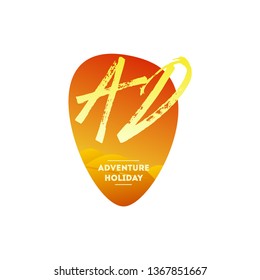 AD Initial logo concept for Trip and Travel agency. Initial and Adventure Holiday Text.