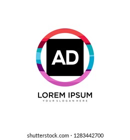 AD initial logo template vector