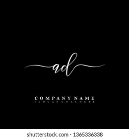 AD Initial luxury handwriting logo vector