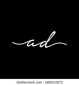 AD Initial luxury handwriting logo. handwriting logo of initial signature, wedding, fashion, jewelry, boutique, and botanical with creative template for any company or business - vector
