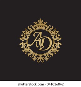 AD initial luxury ornament monogram logo