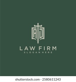 AD initial monogram for law firm with sword and shield logo image