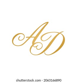 AD initial monogram logo handwriting