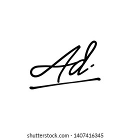 AD initial signature logo. handwriting logo template vector,