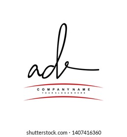 AD initial signature logo. handwriting logo template vector,