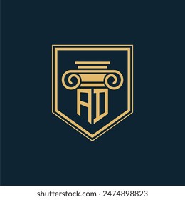 AD Initials Law Firm Logo Lawyer logo with creative law element