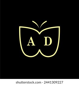 AD Initials Luxury Butterfly logo Vector illustration