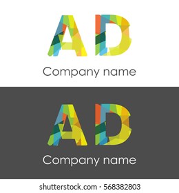 AD letter abstract mosaic shape icon colorful