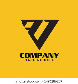 AD letter based logo. delta triangle shape vector