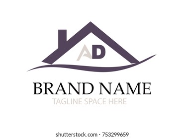 AD letter house logo design