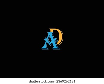 Logo de la letra AD diseño creativo con gráfico vectorial AD logotipo simple y moderno