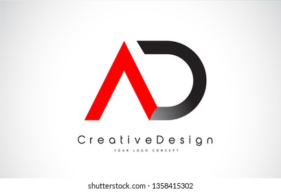 AD Letter Logo Design in Black Colors. Creative Modern Letters Vector Icon Logo Illustration.