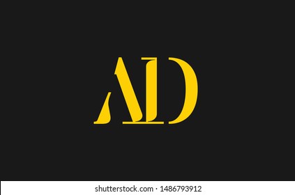 AD Letter Logo Design with Creative Modern Trendy Typography