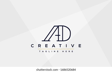 AD Letter Logo Design. Creative Modern A D Letters Icon vector Illustration.