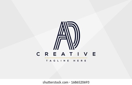 AD Letter Logo Design. Creative Modern A D Letters Icon vector Illustration.