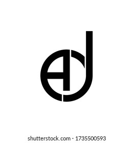 AD Letter Logo Design with Creative Modern Trendy Typography and Black Colors.