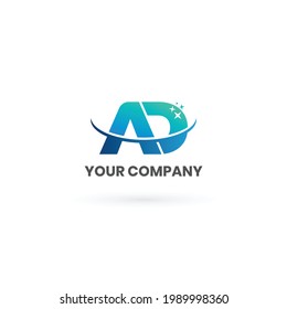 Diseño de logotipo de carta AD con tipografía moderna creativa. adecuado para su empresa