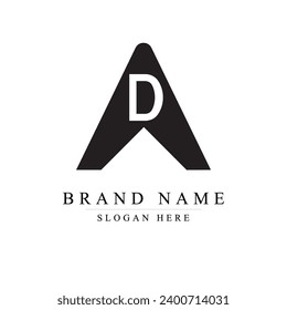 Diseño de logotipo de carta AD con tipografía moderna creativa de moda, D en medio del concepto de logotipo A,	
