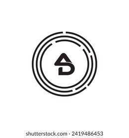 Diseño de logotipo de carta AD con tipografía moderna creativa.