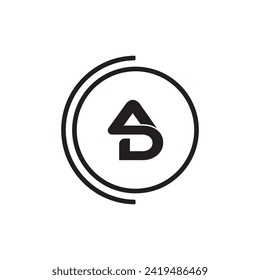 Diseño de logotipo de carta AD con tipografía moderna creativa.