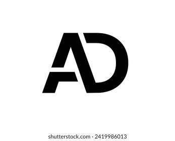 Diseño del logotipo de la carta AD. Creativo Moderno Vector De Icono De Letras A D Con Fondo Blanco.