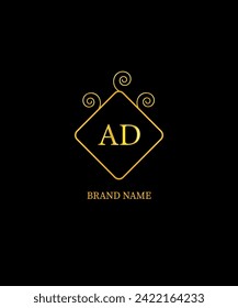 AD Letter Logo Design. Creative Initials Letter Concept. AD Icon Design