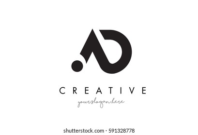 AD Letter Logo Design with Creative Modern Trendy Typography and Black Colors.