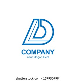 AD letter logo, the design of merging 2 letters into a unique logo or symbol with line art. modern templates for company brands. blue isolated white texture.


