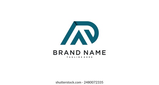 AD letter logo design with modern style. Preamium Vector