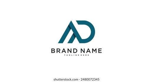 AD letter logo design with modern style. Preamium Vector