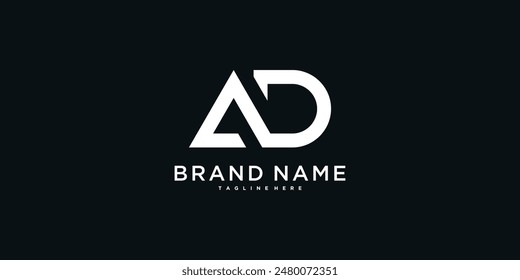 AD letter logo design with modern style. Preamium Vector