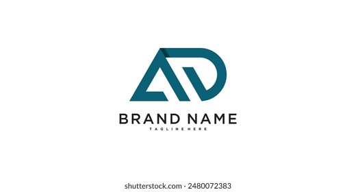 AD letter logo design with modern style. Preamium Vector