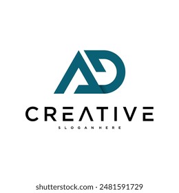 AD letter logo design with modern style. Preamium Vector