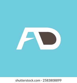 AD letter logo design on light blue background