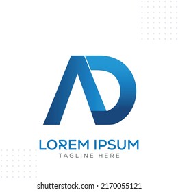 AD letter Logo Design Vector Template In Modern Creative Minimal Style