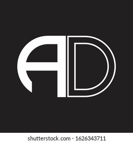 AD Letter logo monogram with oval shape negative space design template
