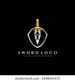 AD letter luxury monogram for shield and sword style image