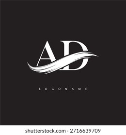AD Letter Monogram Logo with Brush Stroke for Modern Brand Identity