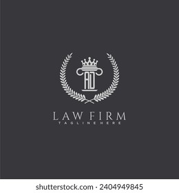 logotipo de monograma de letra AD para la firma de abogados con diseño de imagen de corona de pilar
