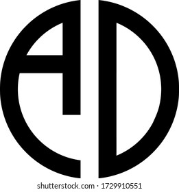 AD letters to create circle monogram. Monogram alphabet. Vector illustration.