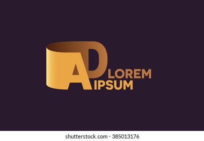 AD letters logo, A and D letters logo alphabet design.