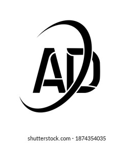AD logo. A D design. Black AD letter. AD A D letter logo design. Initial letter AD linked circle uppercase monogram logo.